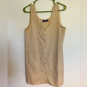 DAISY STREET Pocketed Tan Dress with Buttons - XL